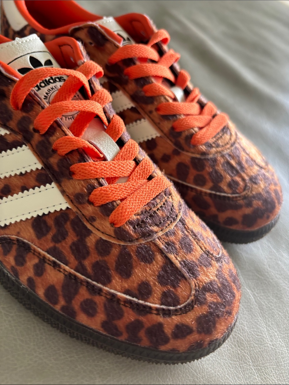 adidas Leopard Print Orange & White Women’s Sneakers - Picture 2 of 5